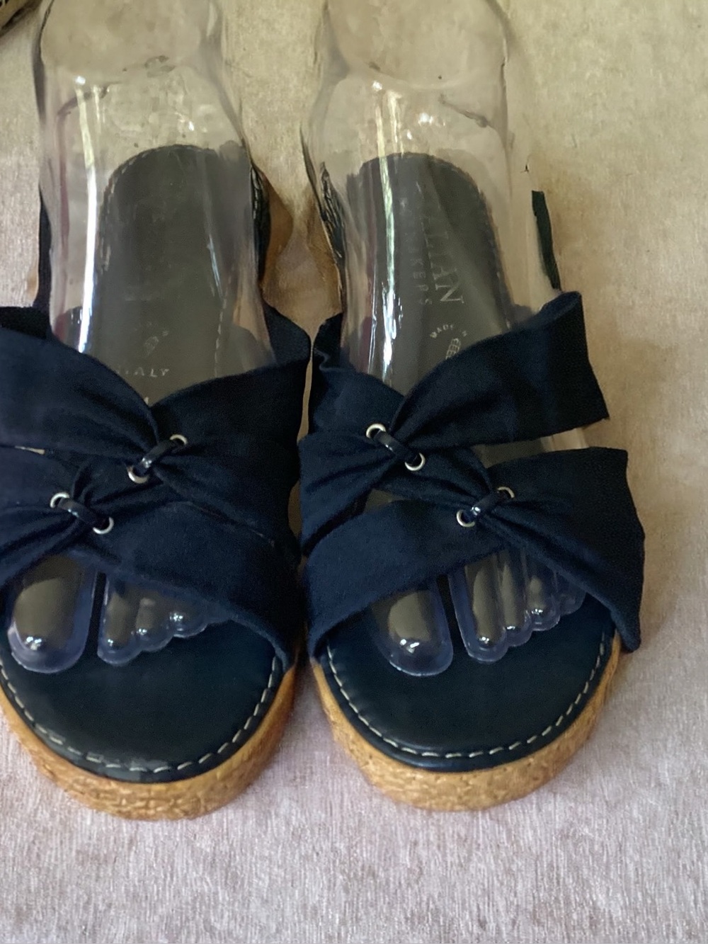 Women’s Black Espadrille Slide Sandals - Casual Knotted Upper